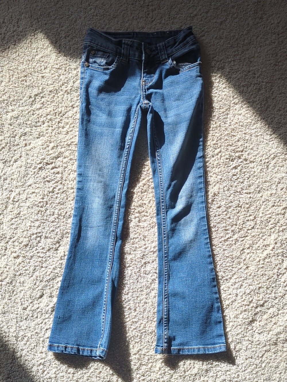 Girls Shyanne Mid Blue Flare Jeans Size 6